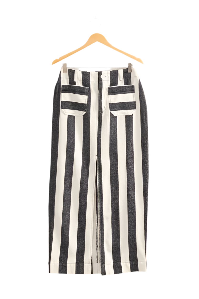 Striped Pocket Detail Maxi Skirt