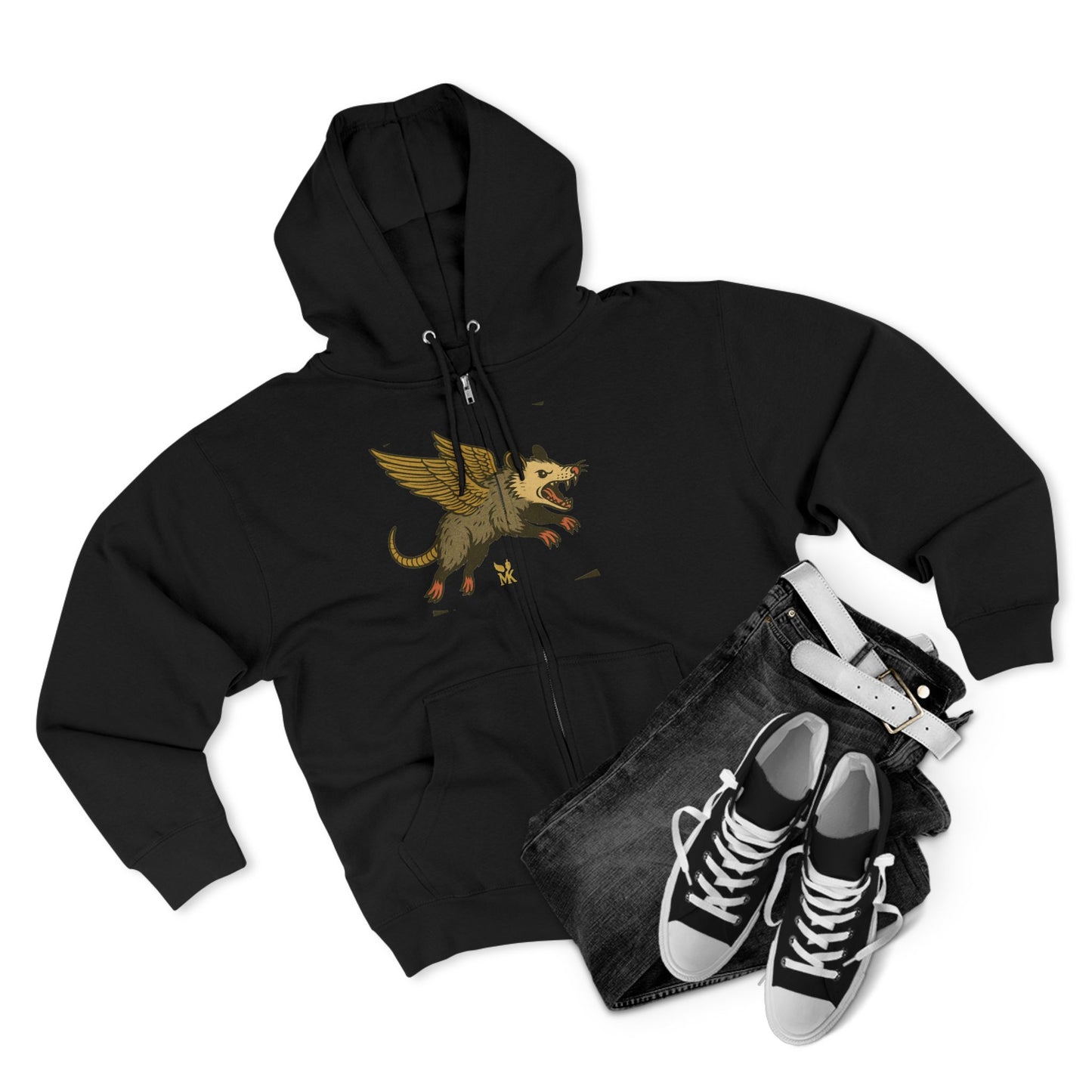 Feral Opossum Mythical Creature Unisex Zip Hoodie,