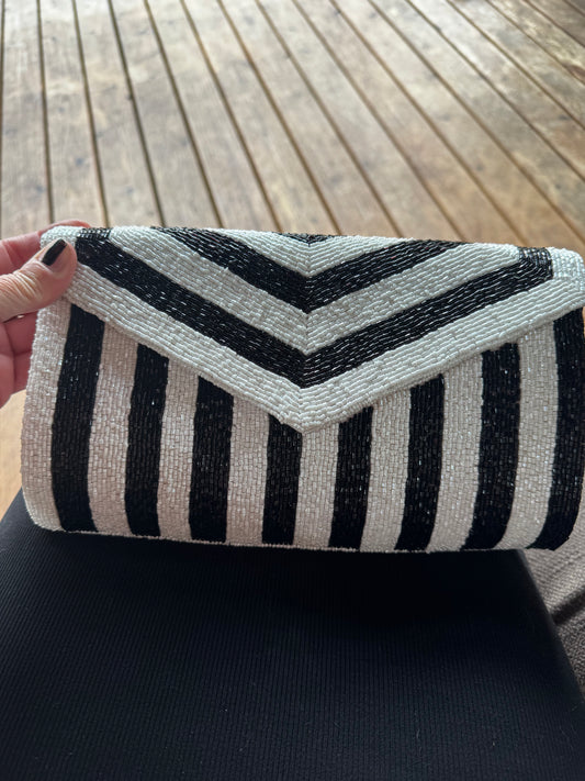 Striped Beaded Handbag