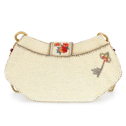 Mary Frances Keepsake Beaded Crossbody Handbag Clutch Heart & Bird-Themed Evening Purse, Multicolor