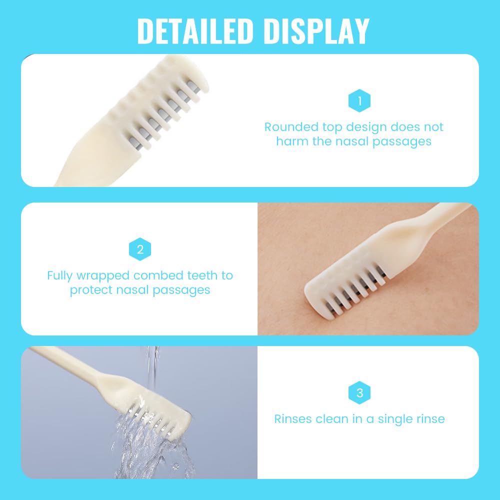 Upgrade 2 in 1 Nasal Hair Cutter, Nasal Hair Trimmer for Women Men, Portable Manual 360° Rotating Nose Hair Trimmer with Ear Digger for Men Women (Cream, 3 Pcs)