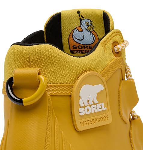Sorel Women's Out N About IV Splashy WP Rain Boot, Gold Leaf, Black, 7