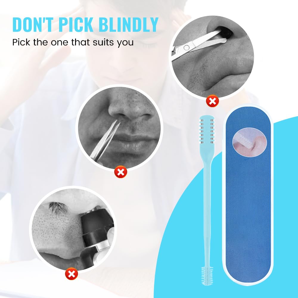 Upgrade 2 in 1 Nasal Hair Cutter, Nasal Hair Trimmer for Women Men, Portable Manual 360° Rotating Nose Hair Trimmer with Ear Digger for Men Women (Cream, 3 Pcs)