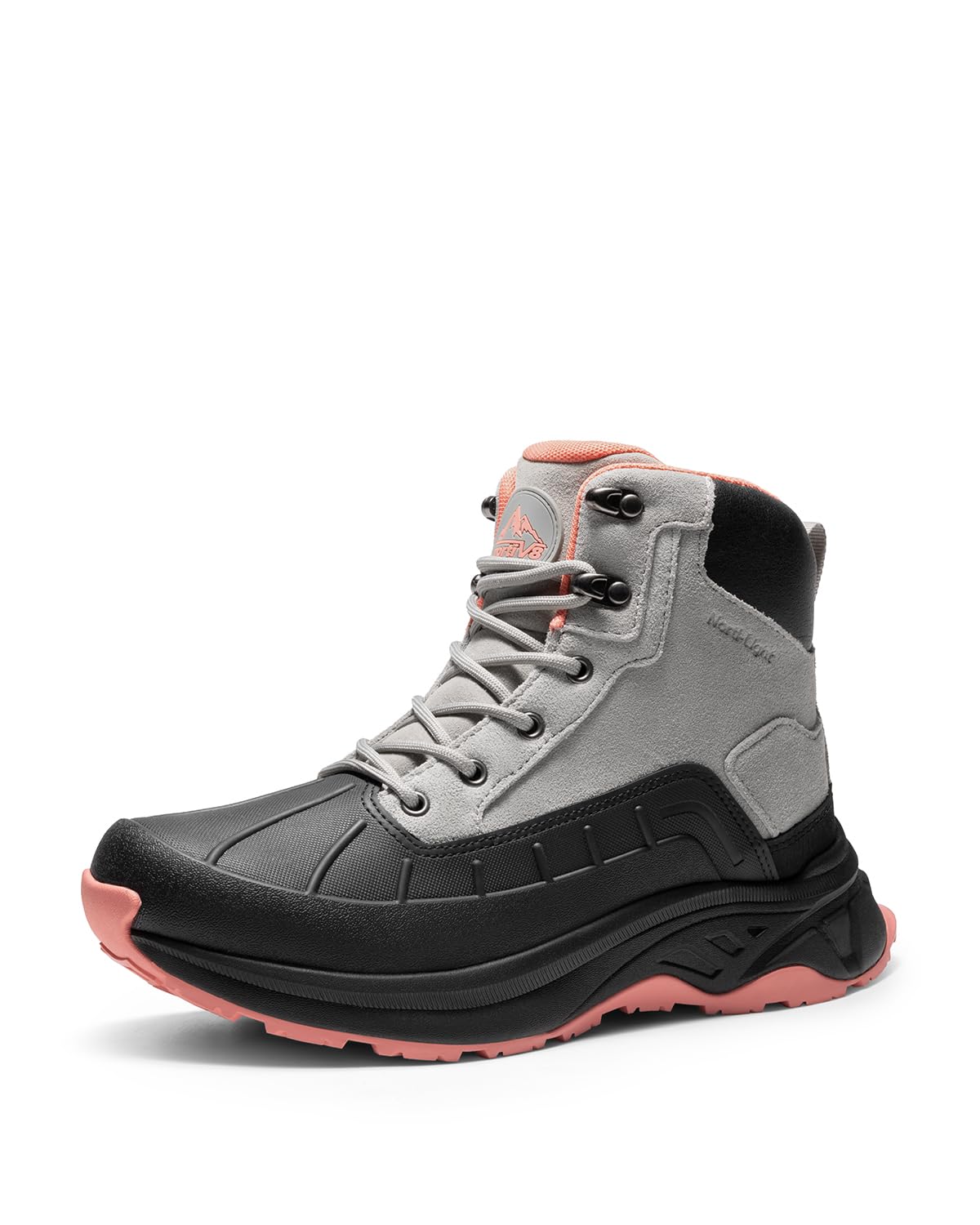 NORTIV 8 Women's Waterproof Hiking Boots Outdoor Trekking Camping Trail Hiking Boots,Size 7,Light Grey/Pink,SNHB2312W