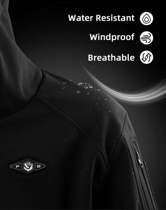 WASOTO Heated Jackets for Men with 9V 18400mAh Battery Pack Included Windproof Waterproof Mens Heated Jacket with Foldable Hood(Black,M)