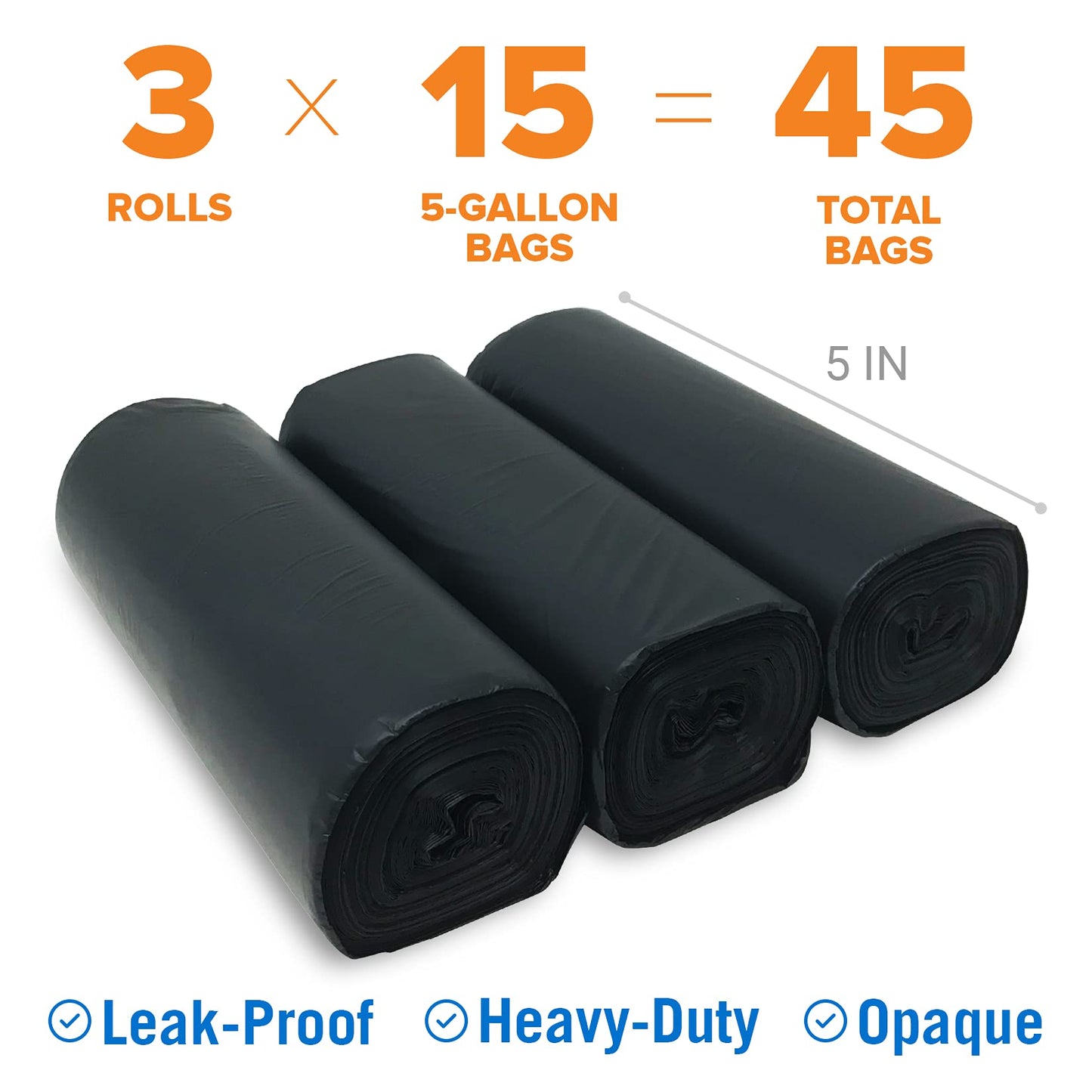 45 Portable Toilet Bags, Biodegradable 8 Gallon for 5 Gallon Buckets Human Waste Bags for Camping, Boating, Car & Compost, Fits Bucket Seat, Outdoor Use