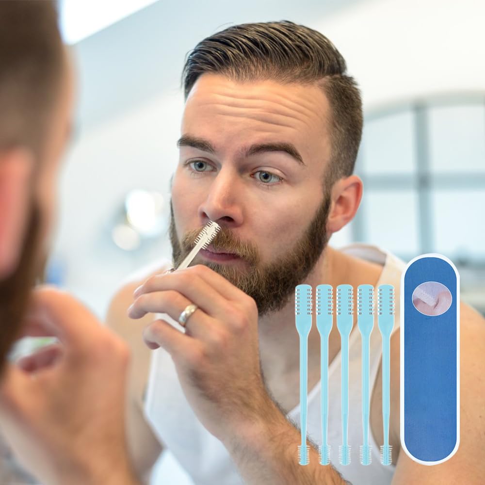 Upgrade 2 in 1 Nasal Hair Cutter, Nasal Hair Trimmer for Women Men, Portable Manual 360° Rotating Nose Hair Trimmer with Ear Digger for Men Women (Cream, 3 Pcs)