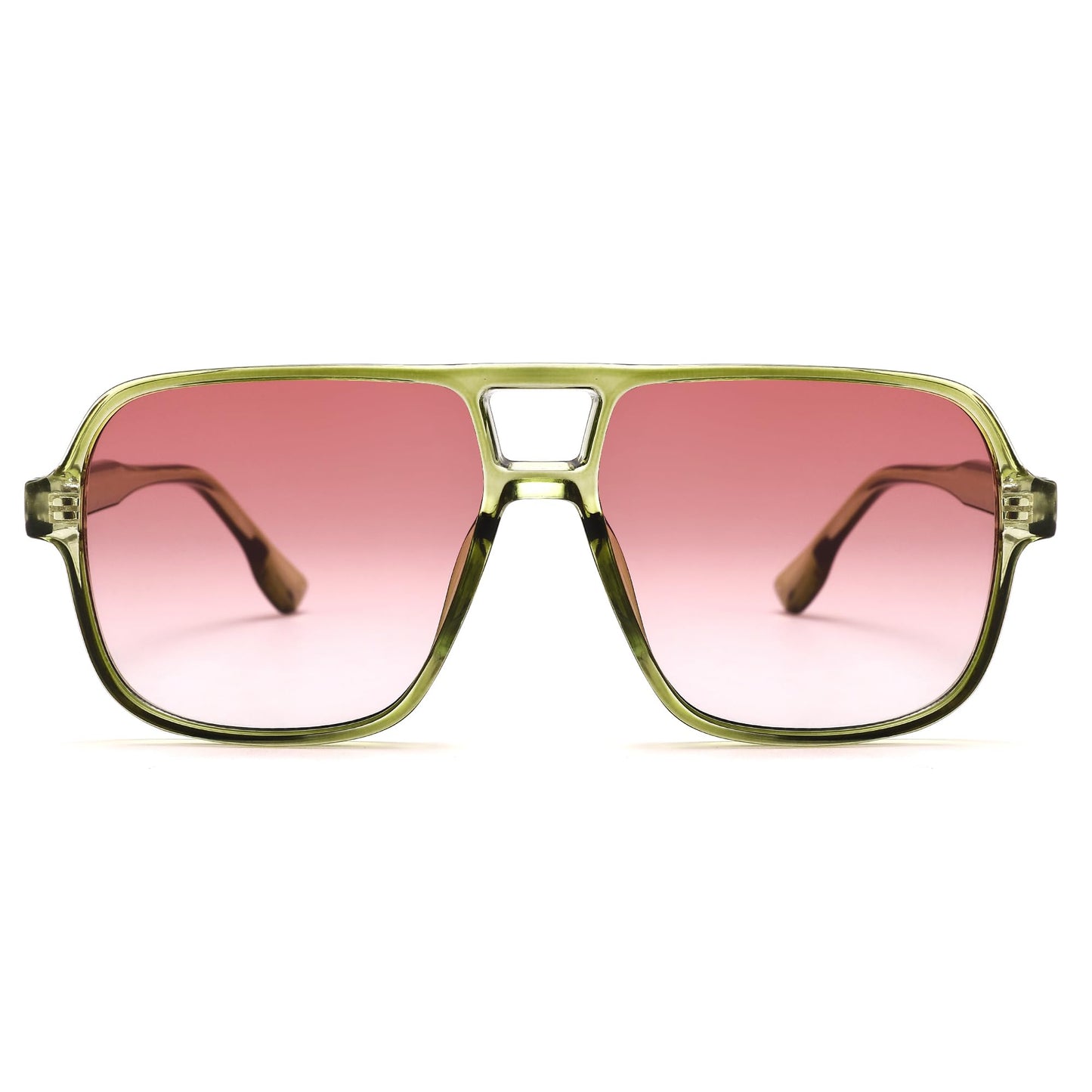 GLARDEFE Oversized Aviator Sunglasses for Women Men - Retro 70s Square Shades Sun Glasses(Green/Gradient Orange Lens)