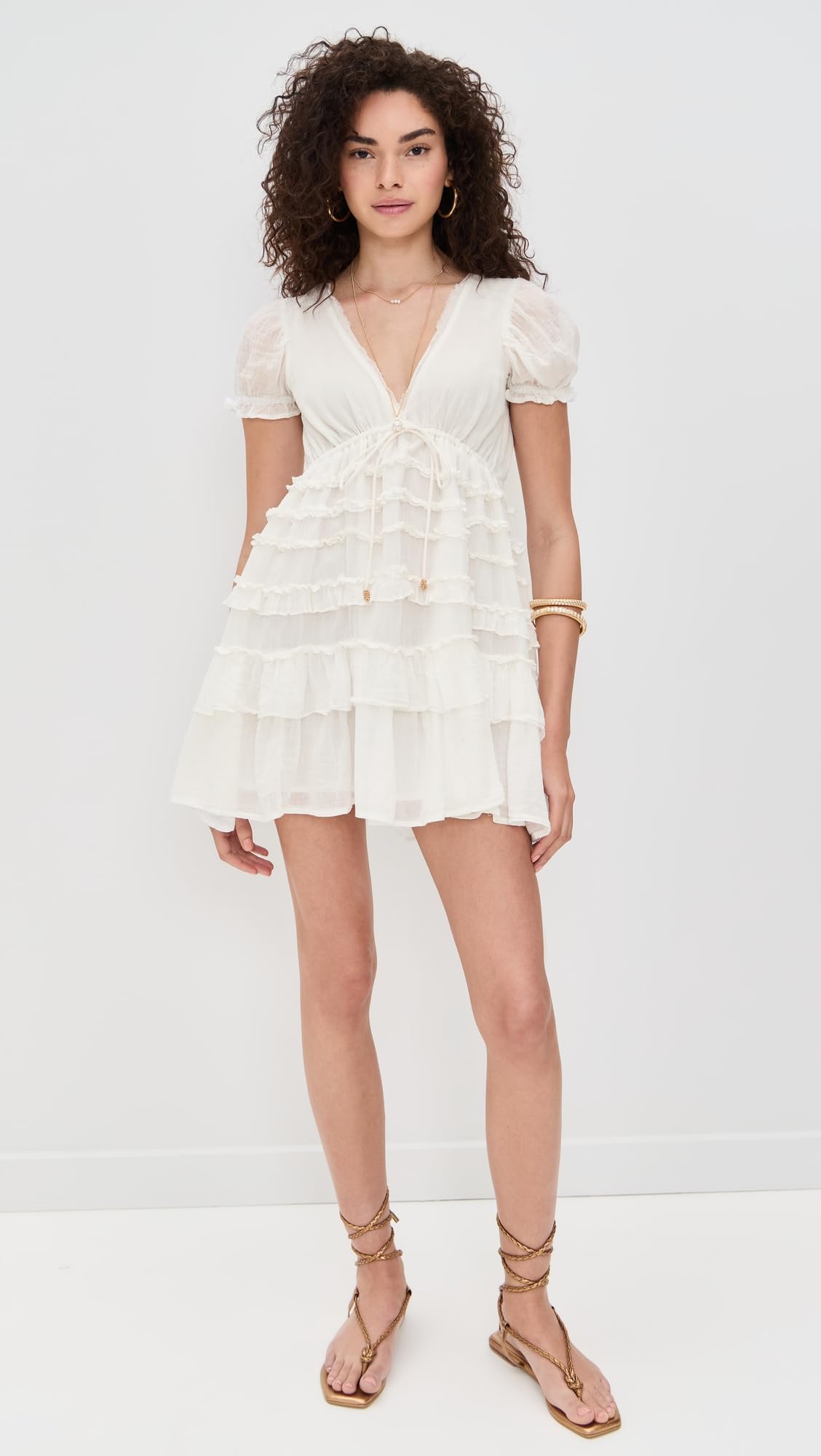 Free People Women's Darcy Mini Dress, Ivory, Off White, M