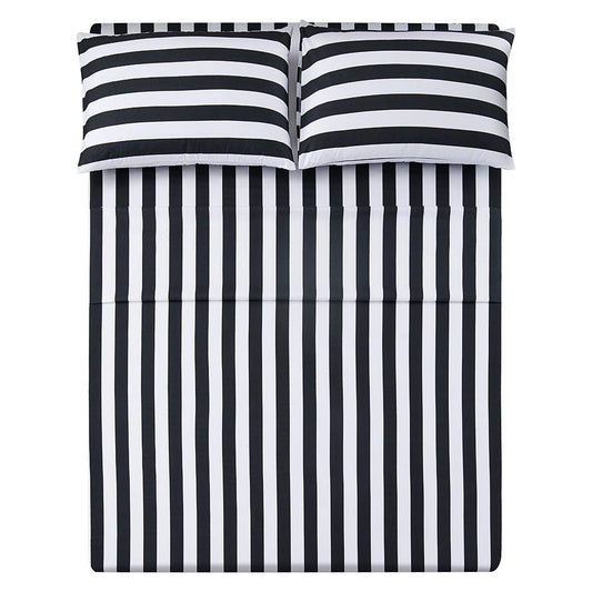 Best Season Queen Size Stripe Sheet Set-4 Piece Super Soft Microfiber Bedding-Deep Pocket, Stain, Fade & Wrinkle Resistant(Black&White)