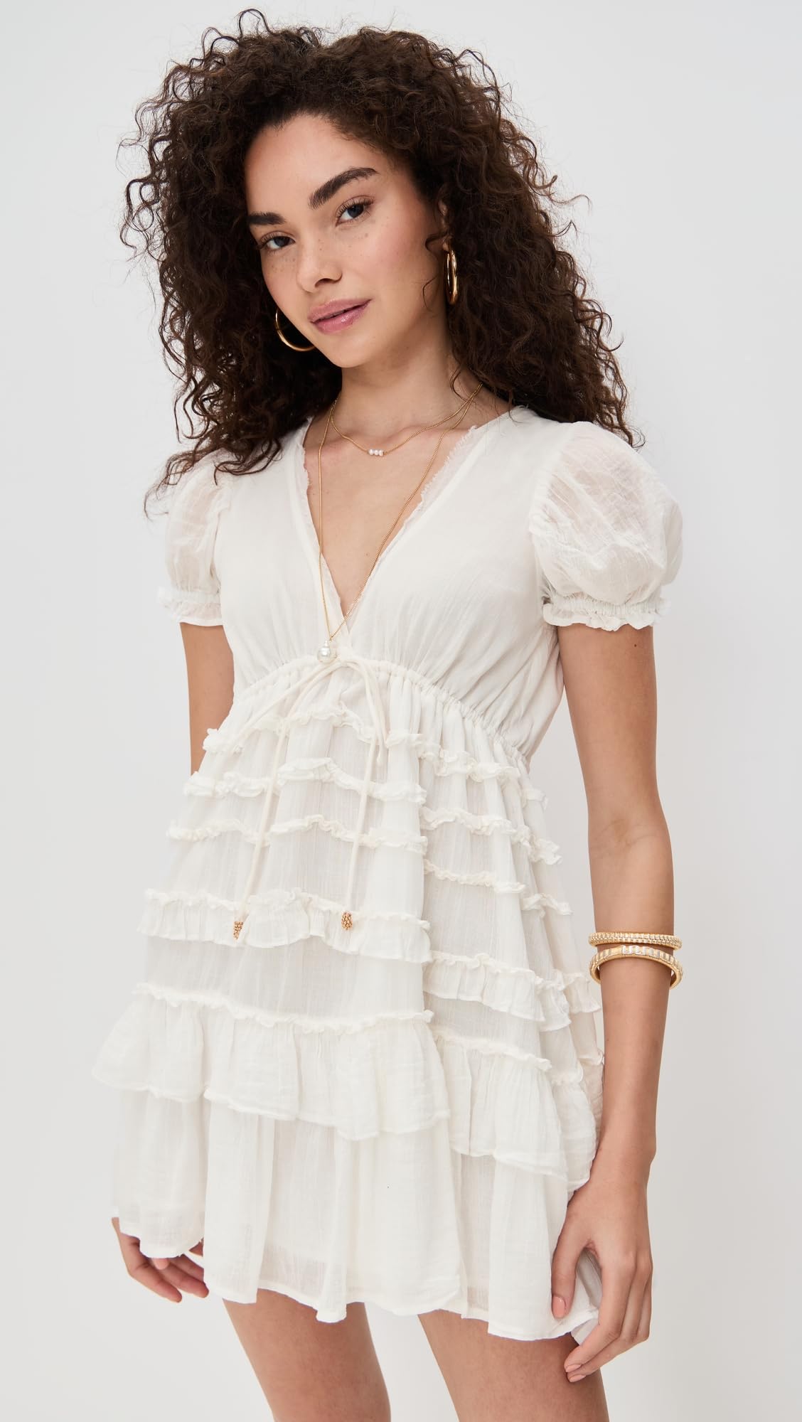 Free People Women's Darcy Mini Dress, Ivory, Off White, M