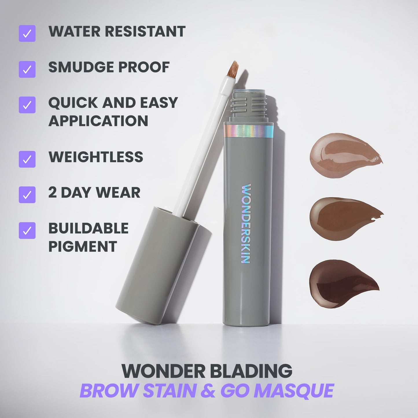 Wonderskin Wonder Blading Brow Stain & Go Masque - Long Lasting Eye Brow Tint, Transfer Proof and Smudge Proof Eyebrow Tint Stain (Dark Brunette)