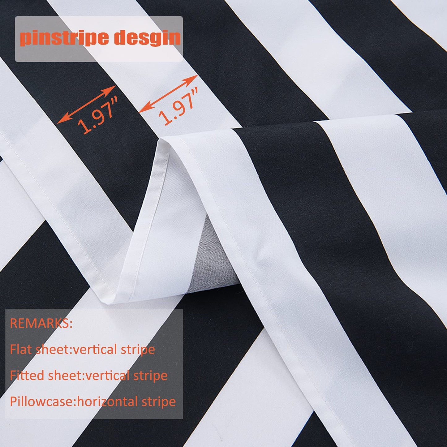 Best Season Queen Size Stripe Sheet Set-4 Piece Super Soft Microfiber Bedding-Deep Pocket, Stain, Fade & Wrinkle Resistant(Black&White)