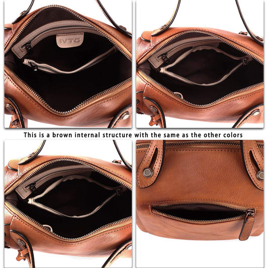 Genuine Leather Satchel for Women Handmade Vintage Crossbody Bag Shoulder Purses for Ladies (Multicolor2N)