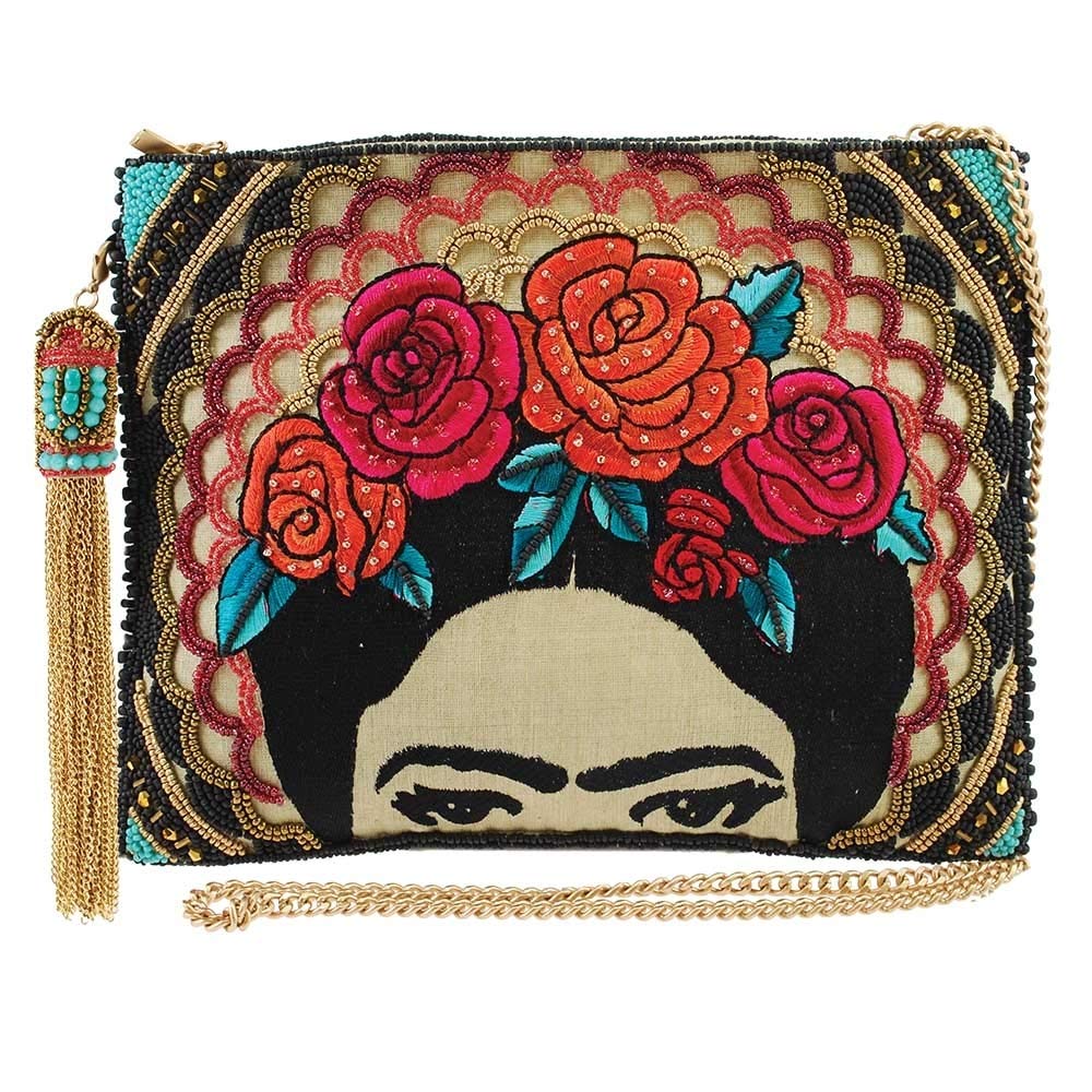 Mary Frances Frida Beaded Handbag Artist-Inspired Floral Crown Crossbody Clutch Bag, Multicolor