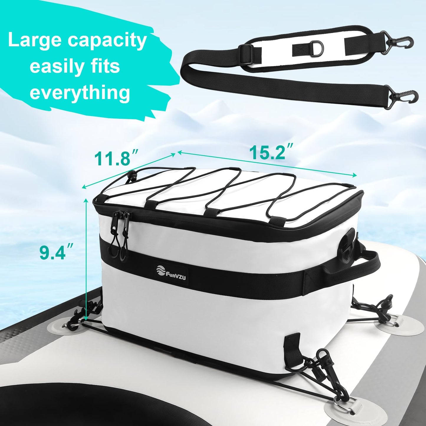 FunVZU Paddle Board Cooler - Waterproof SUP Cooler Bag for Stand Up Paddle Board and Kayak - Leakproof Inflatable Cooler for SUP Accessories - Essential Paddleboard Accessory for Water Storage