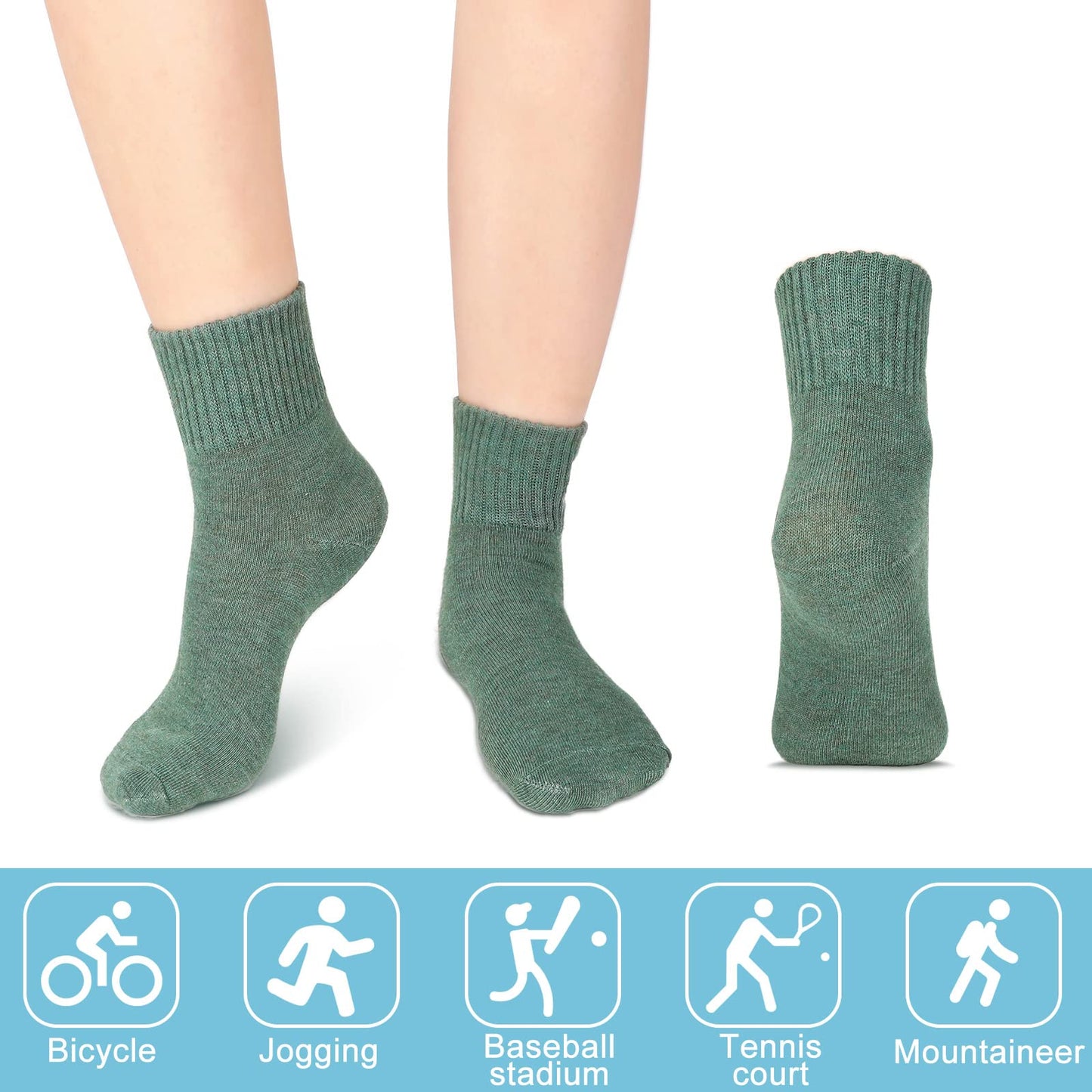 Eurzom 10 Pairs Socks Womens Crew Elastic Ankle Length Cotton Socks Aesthetic Cute Lightweight Low Cut Gifts for Women(Smile)