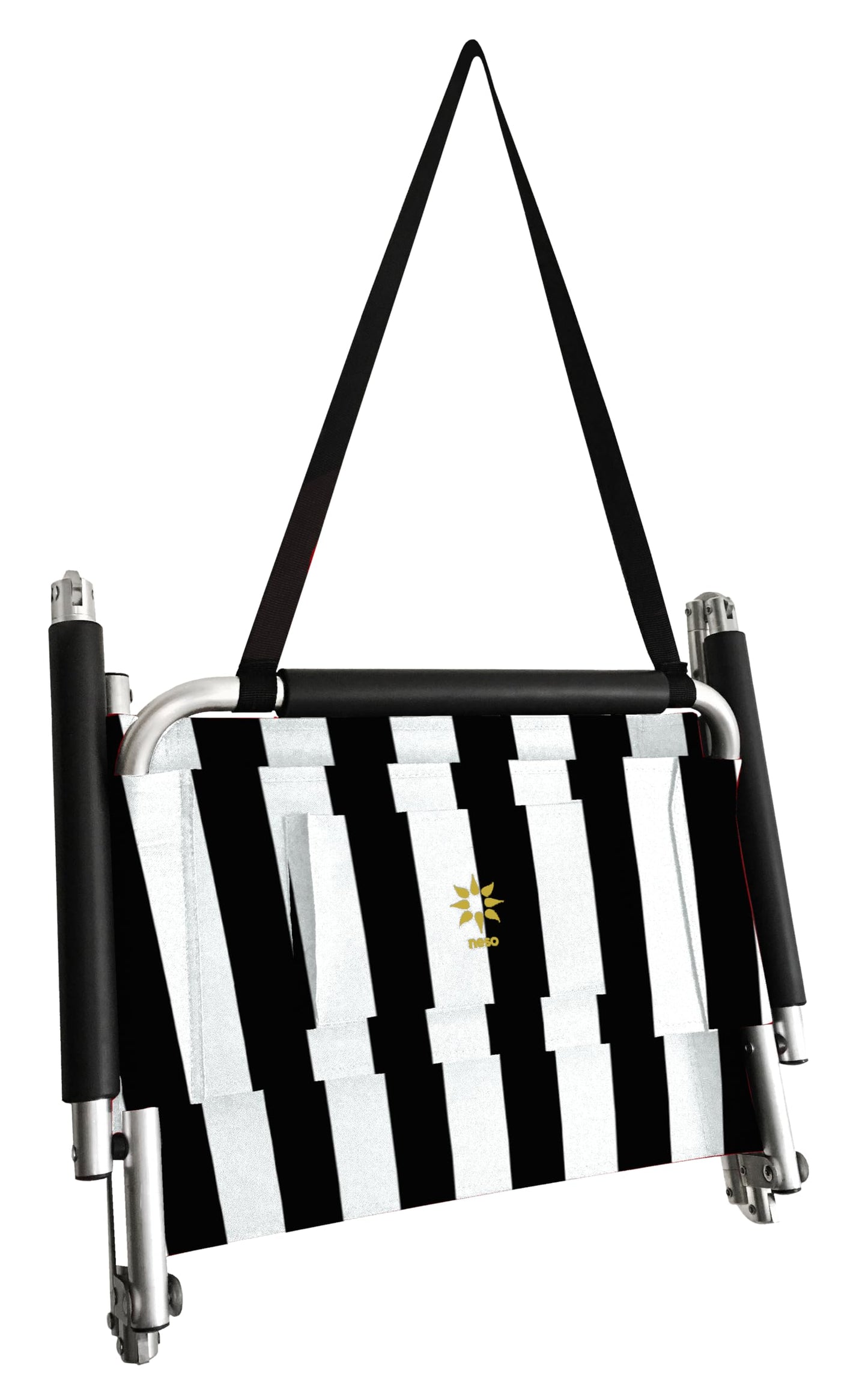 Neso Beach Chairs 2 Pack | Water Resistant with Shoulder Strap and Slip Pocket | Folds Thin (Black/White Stripes, Regular)