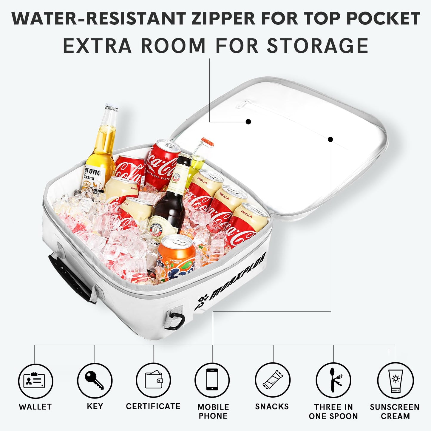 MORXPLOR Waterproof PVC Paddleboard Cooler Deck Bag - 12 Can Soft Insulated Cooler for Paddleboarding, Camping, Kayaking