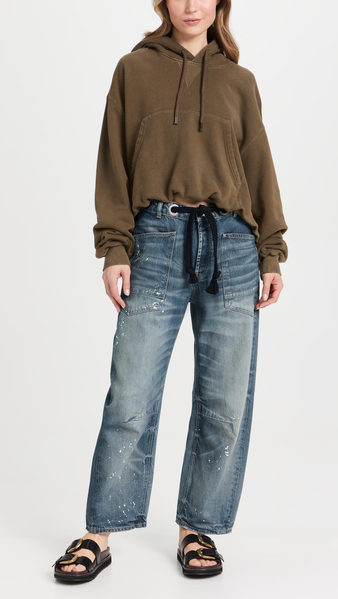 Free People Women's Moxie Low Slung Pull-On Barrel, Timeless Blue