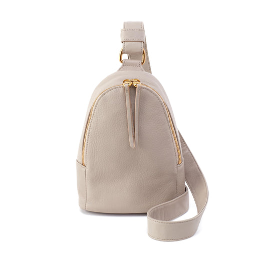 HOBO Fern Leather Hands-Free Sling Bag with Adjustable Strap, Fashionable Style, Room for Wallets and Essentials - Perfect for Traveling, Taupe