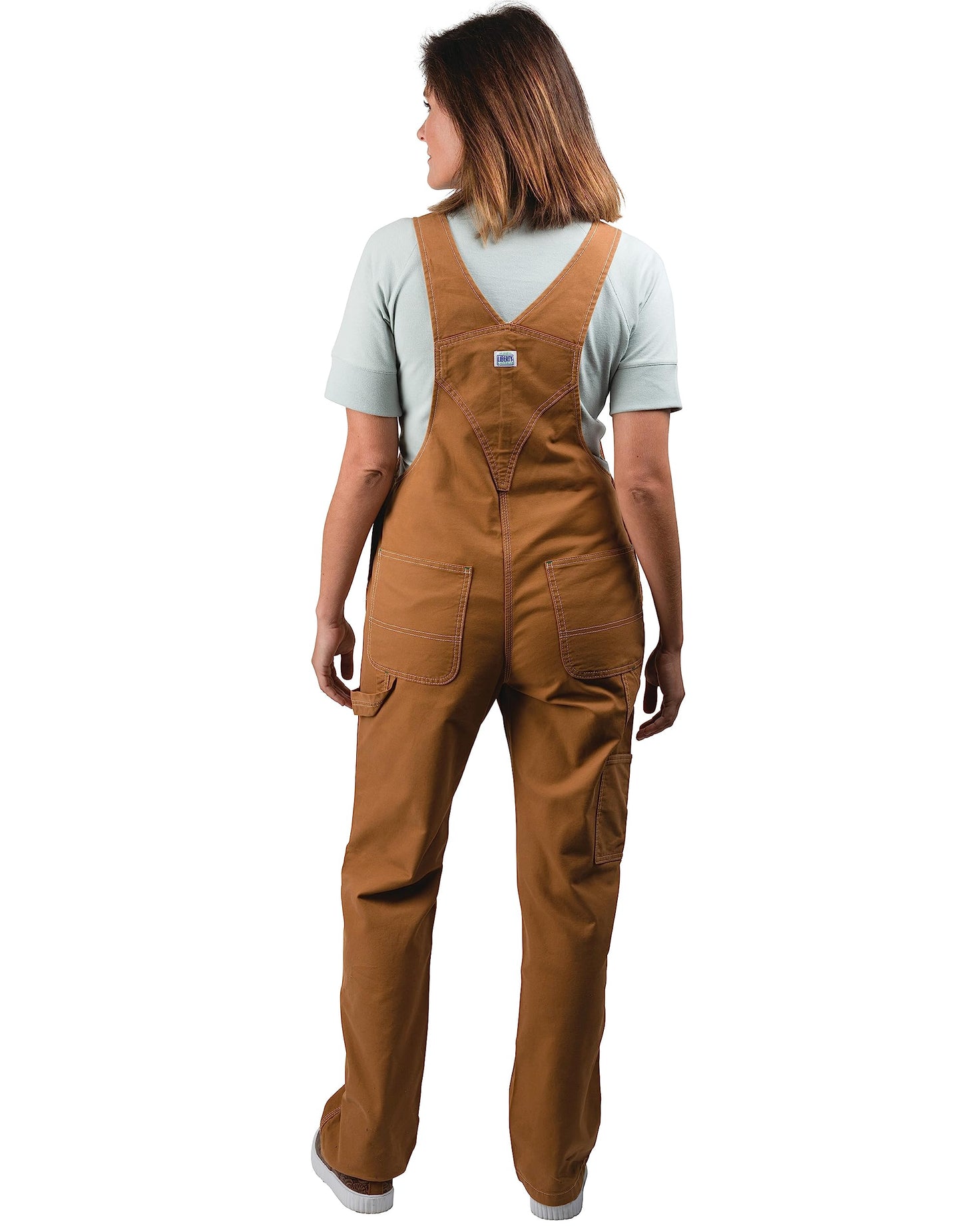 Liberty Womens Washed Duck Bib Overalls, Brown Duck, Medium