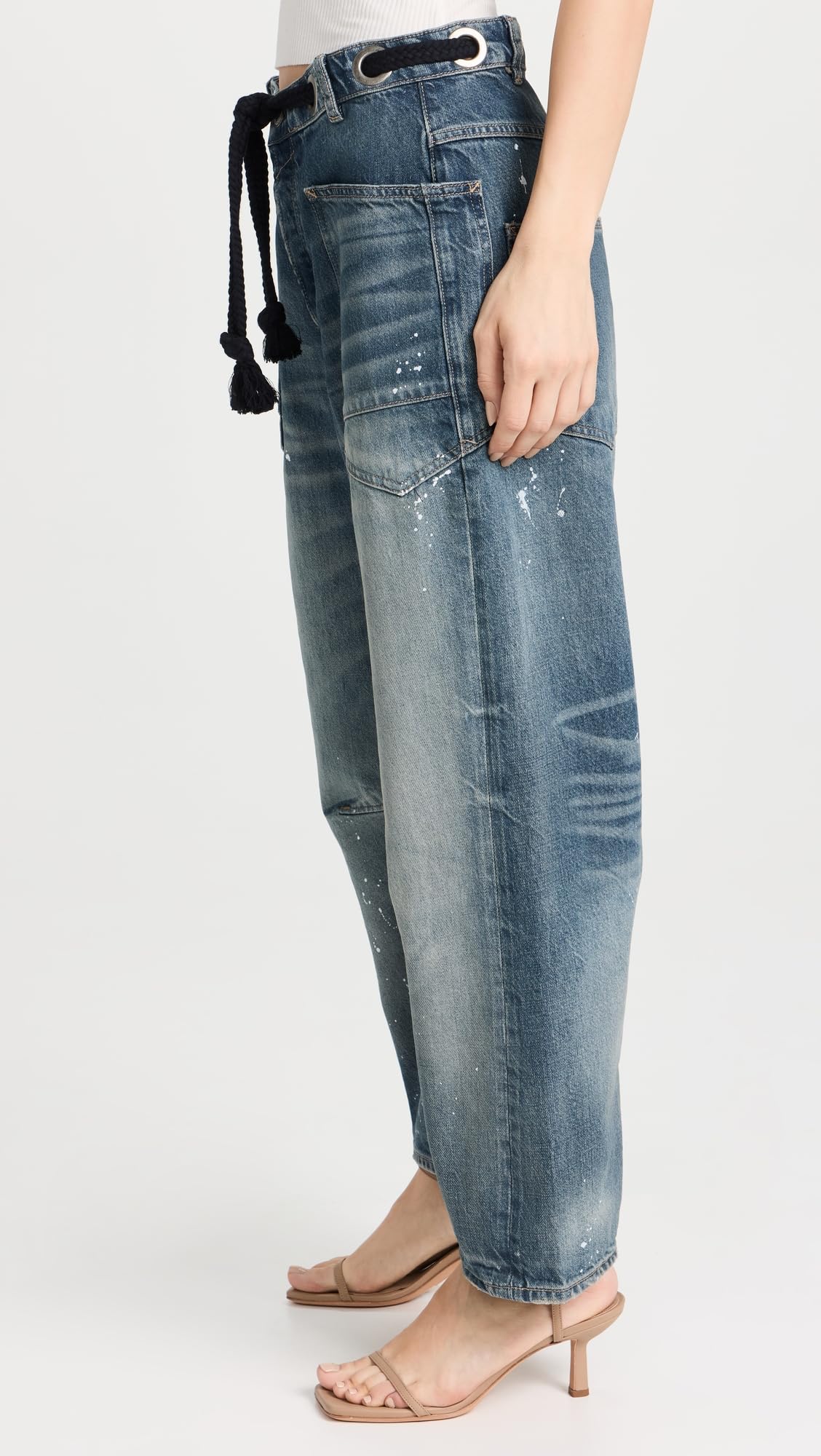 Free People Women's Moxie Low Slung Pull-On Barrel, Timeless Blue