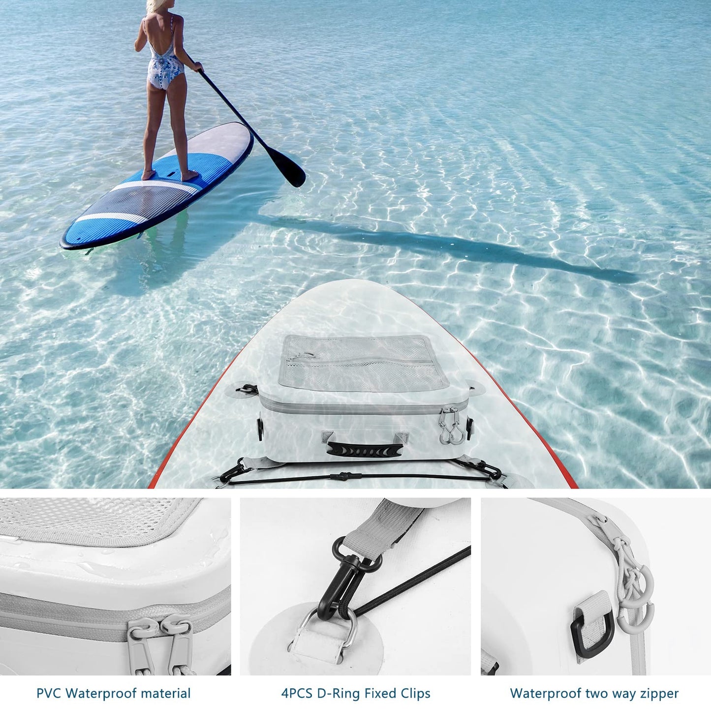 MORXPLOR Waterproof PVC Paddleboard Cooler Deck Bag - 12 Can Soft Insulated Cooler for Paddleboarding, Camping, Kayaking