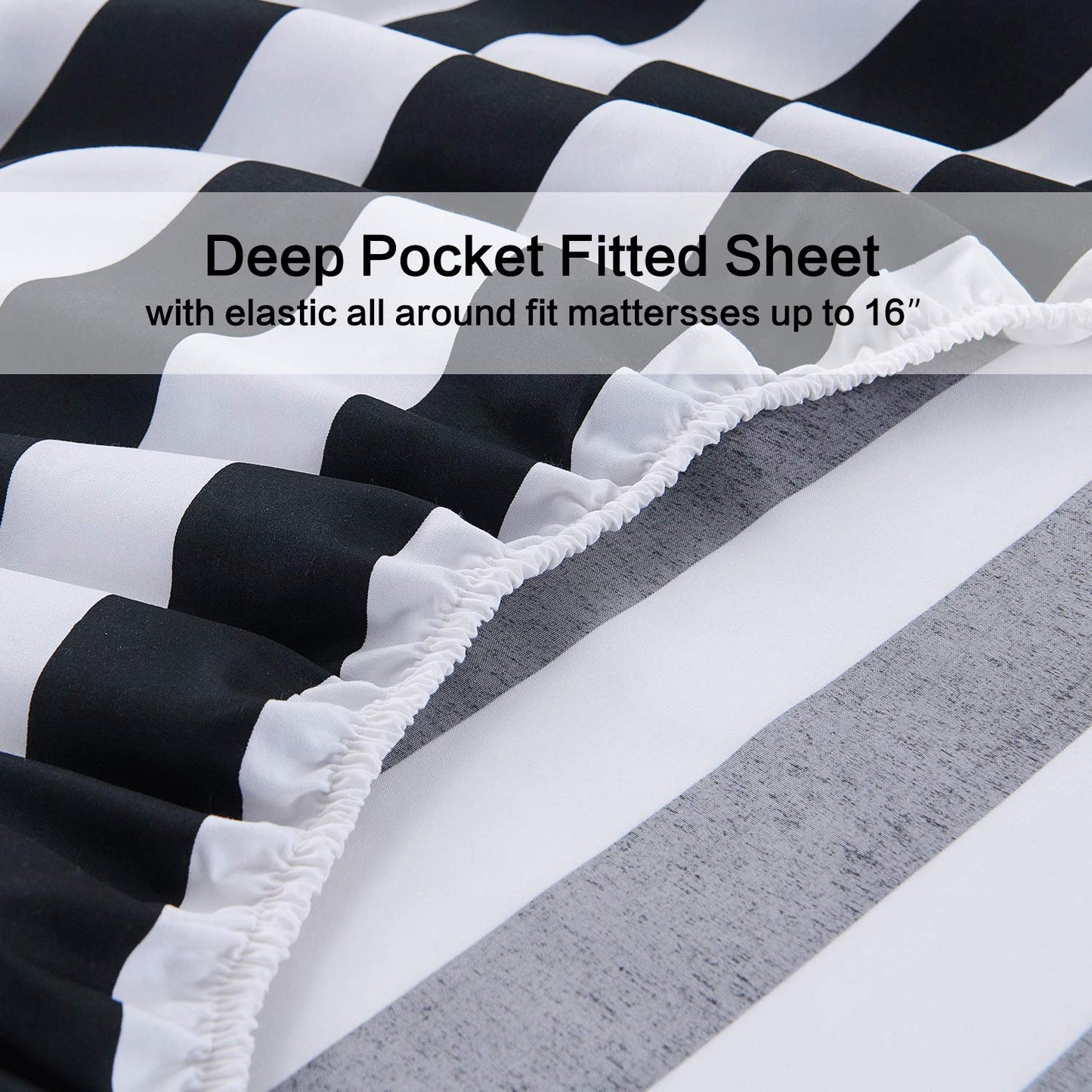 Best Season Queen Size Stripe Sheet Set-4 Piece Super Soft Microfiber Bedding-Deep Pocket, Stain, Fade & Wrinkle Resistant(Black&White)