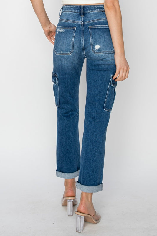 RISEN High Rise Cargo Jeans