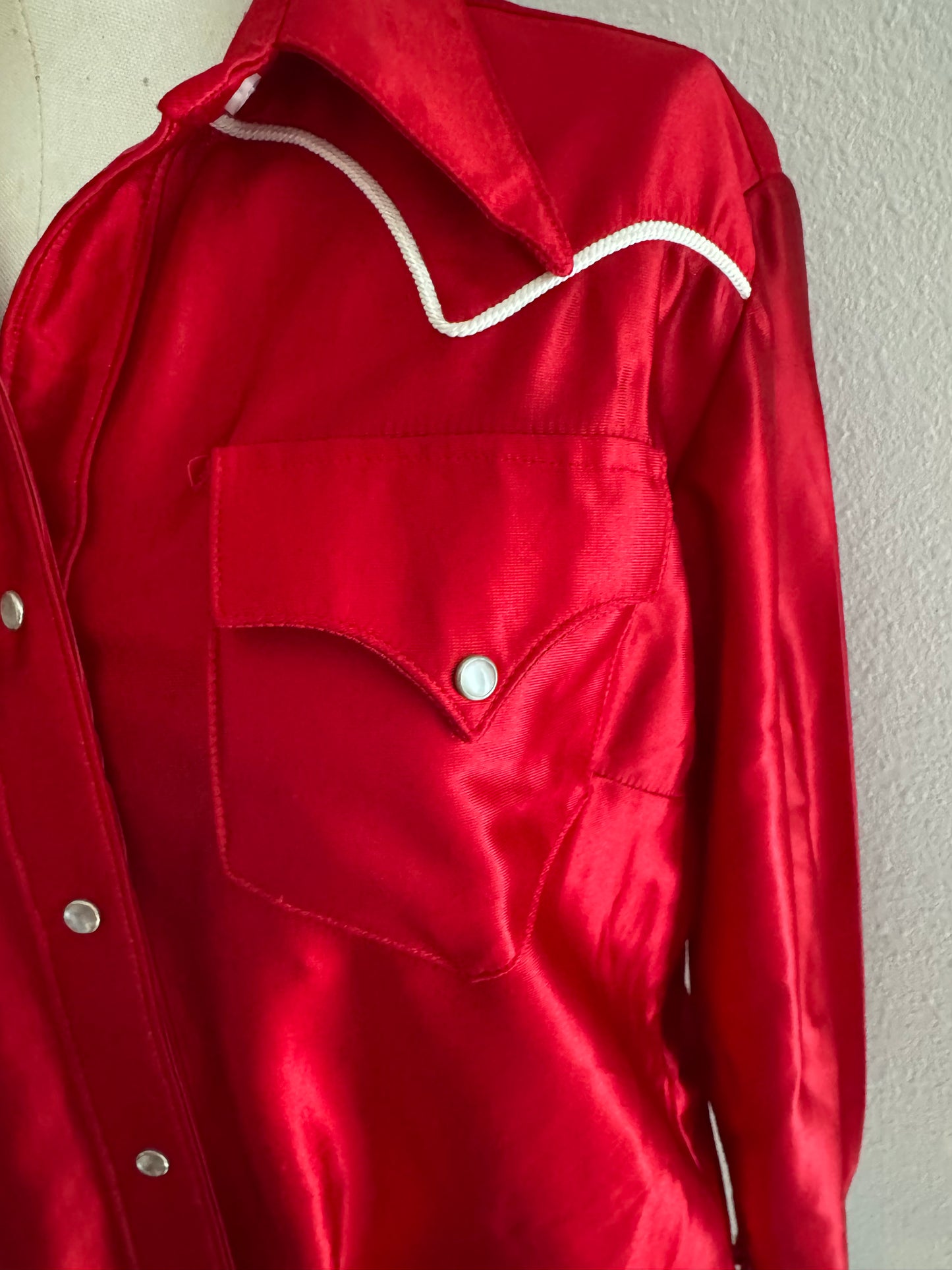 Rhinestone Cowboy Red Satin Shirt