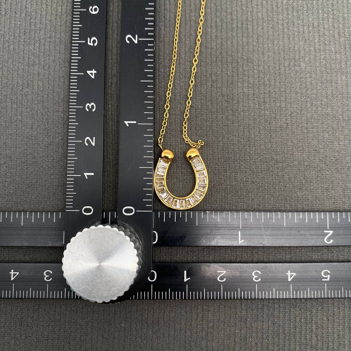 Zircon Inlaid Horseshoe 18K Gold Plated SS Necklace - FGS