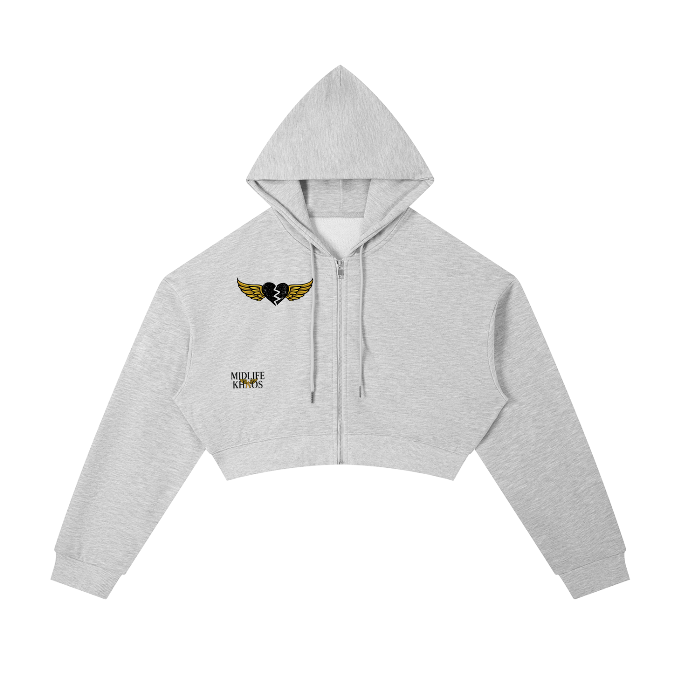 Essential Cropped Zip-Up Hoodie Raccoon