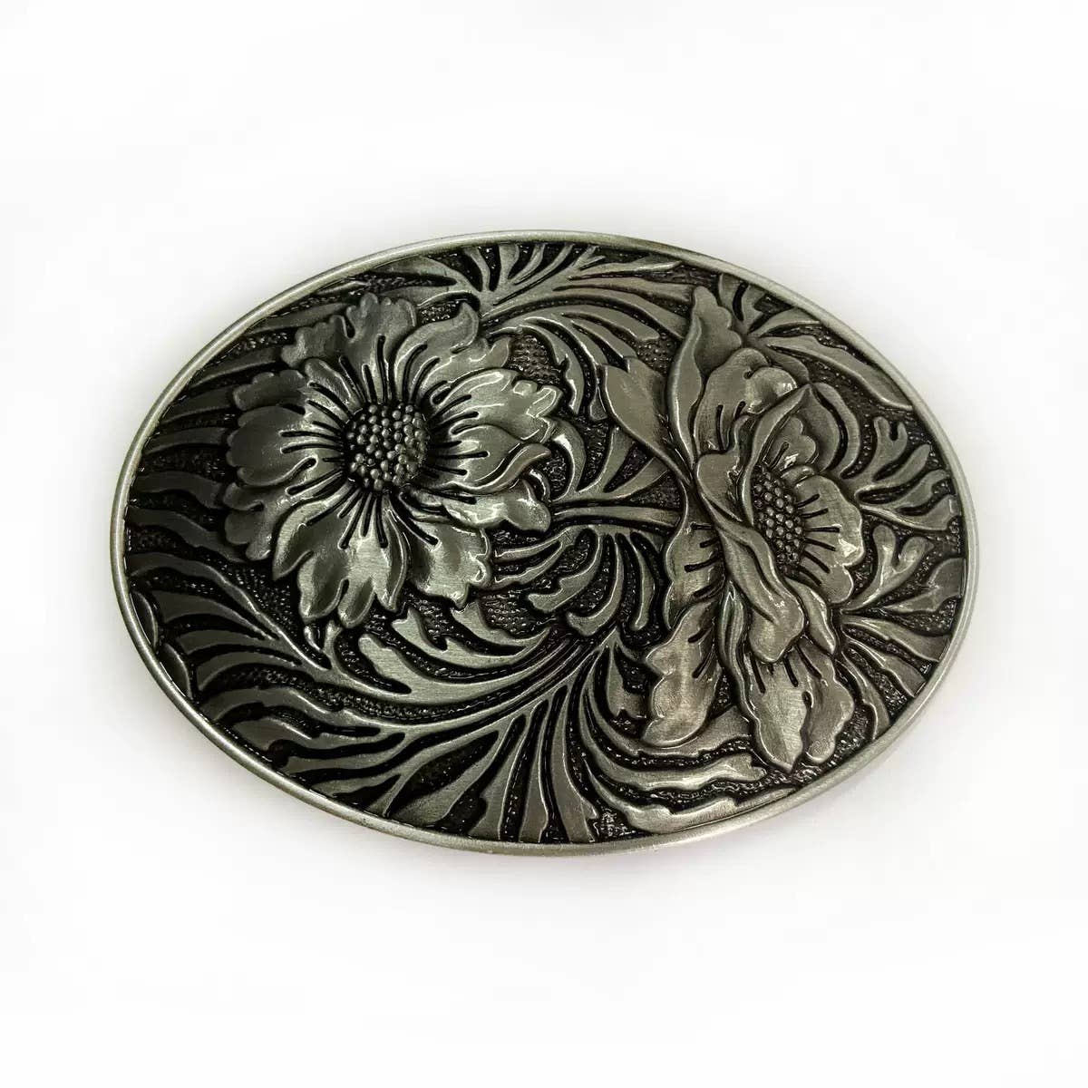 Antique Silver Sunflower Ornated Belt Buckle 1826ATS