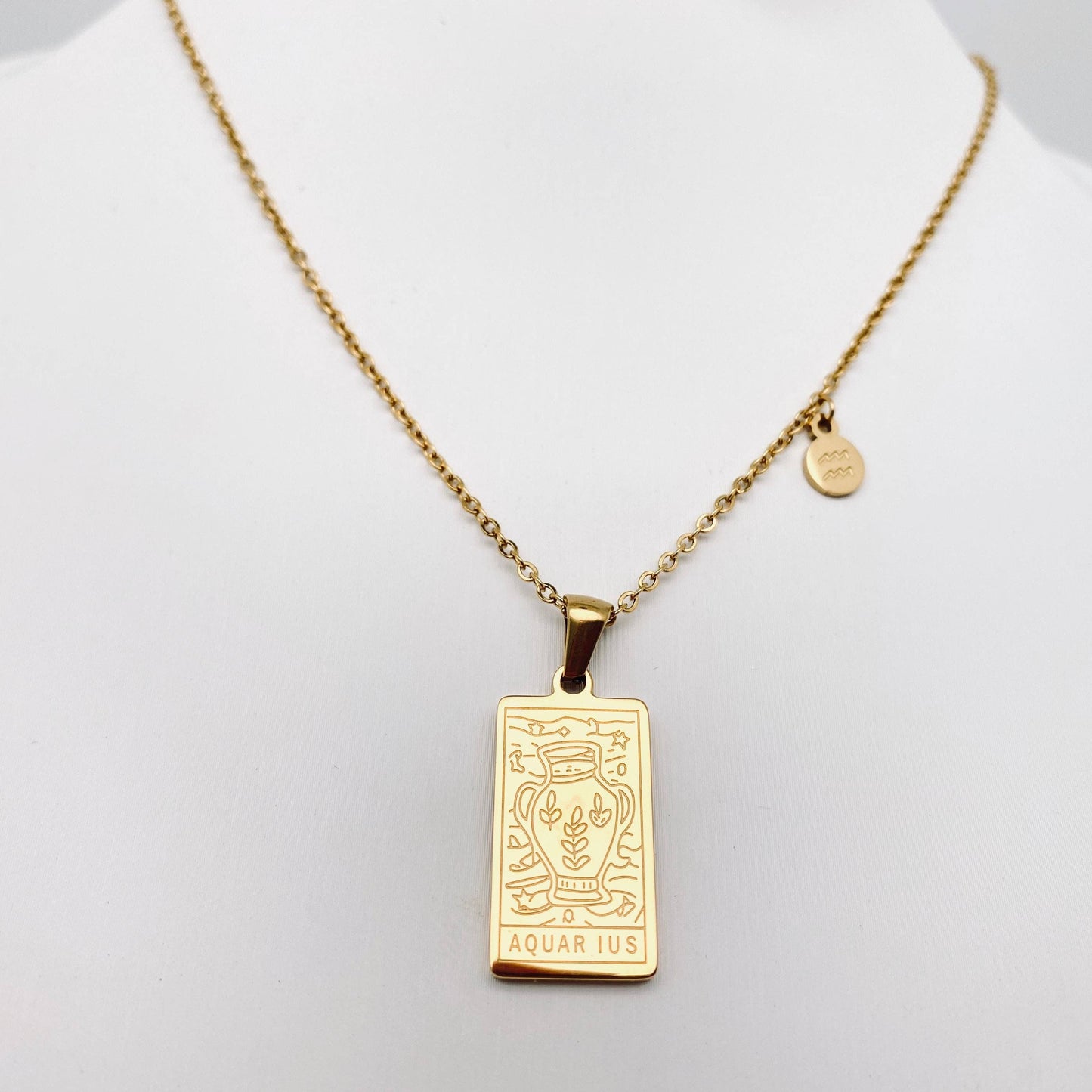 Golden Stainless Steel 12 Constellation Charm Necklace - FGS