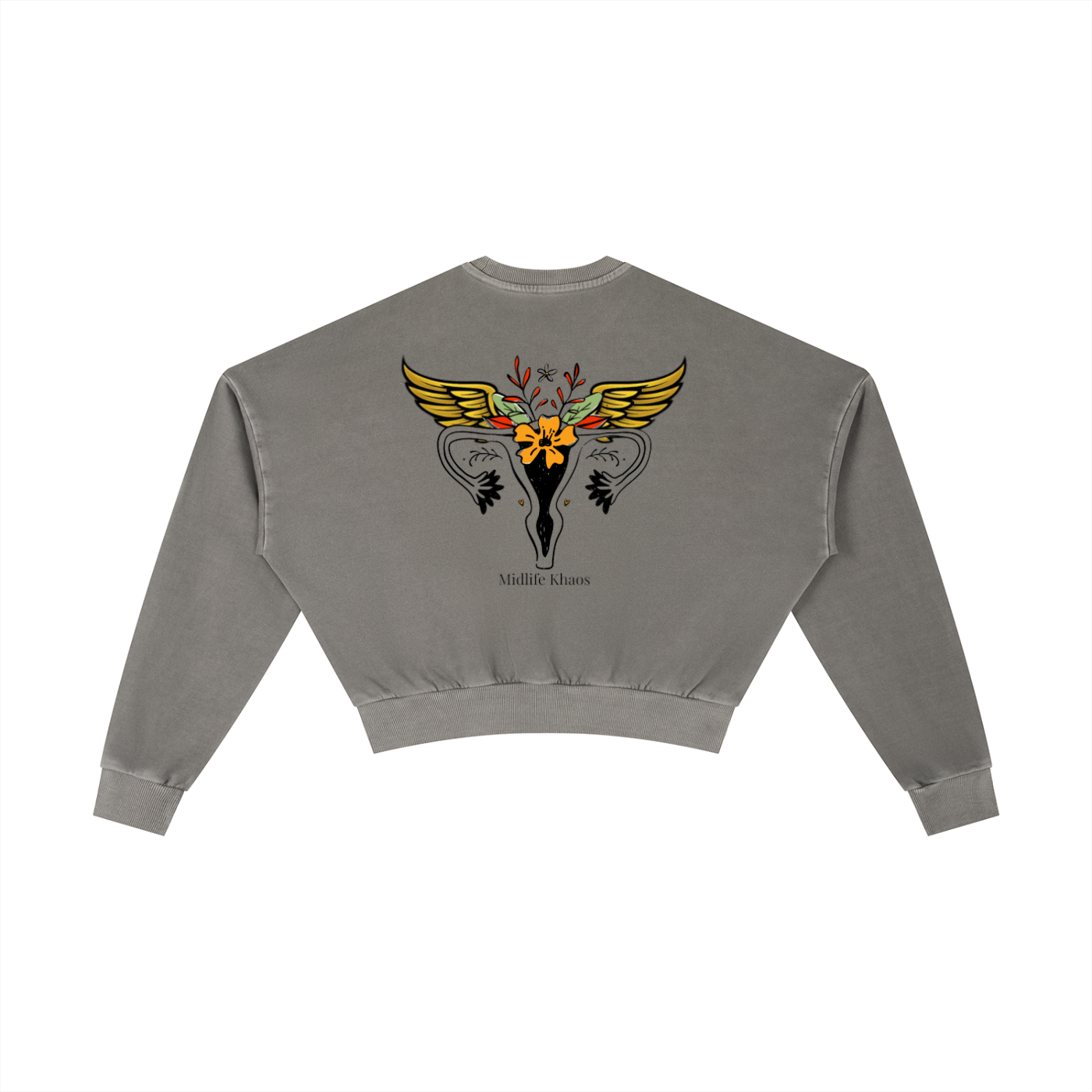 Vintage Washed Cropped Sweatshirt Uterus