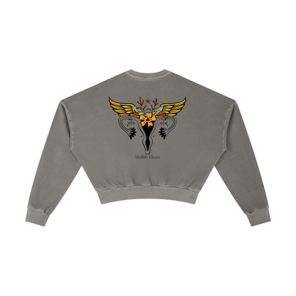 Vintage Washed Cropped Sweatshirt Uterus