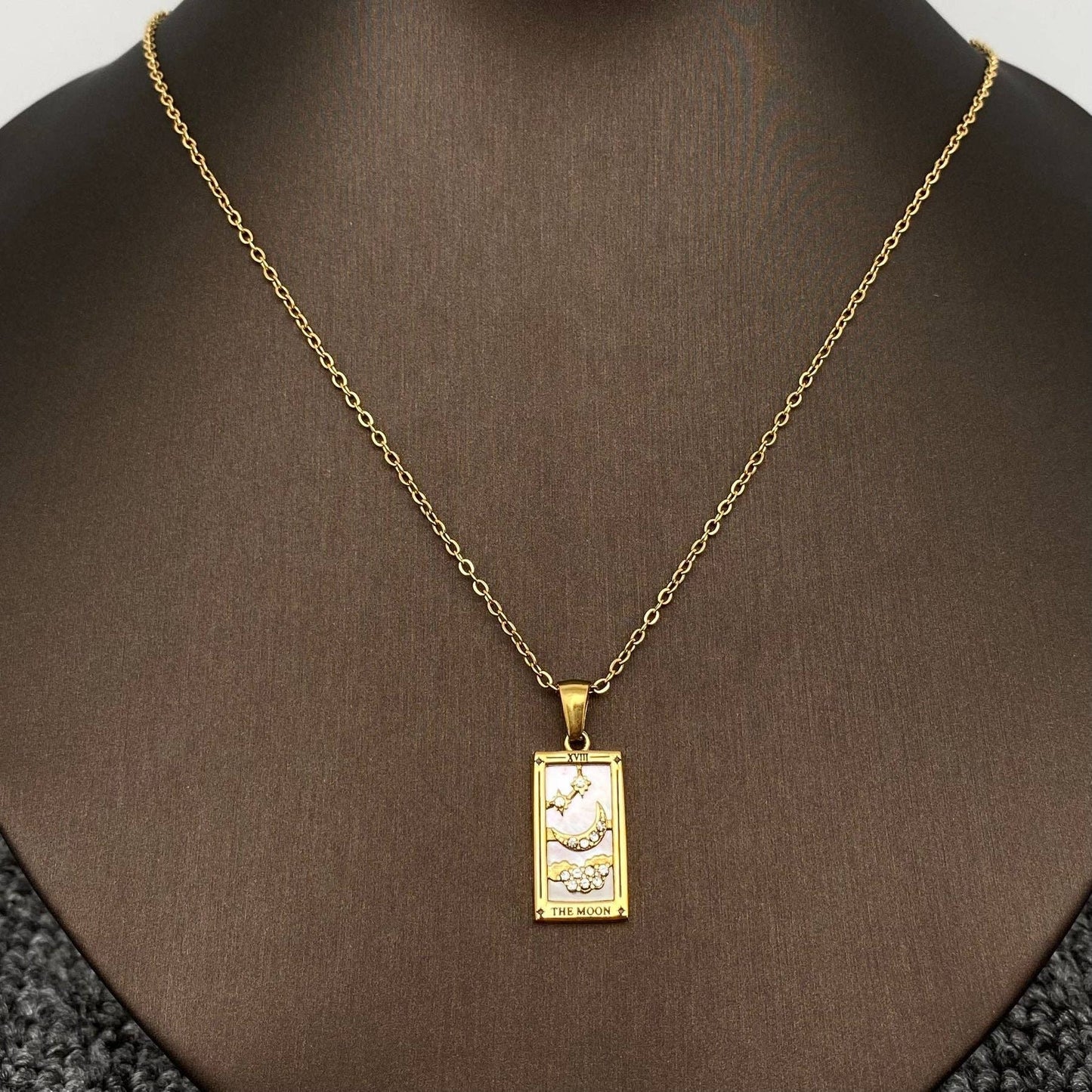 Star Moon Tarot 18K Gold Plated Steel Necklace - FGS/MS