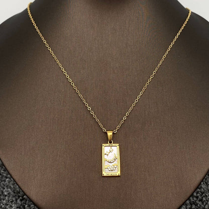 Star Moon Tarot 18K Gold Plated Steel Necklace - FGS/MS