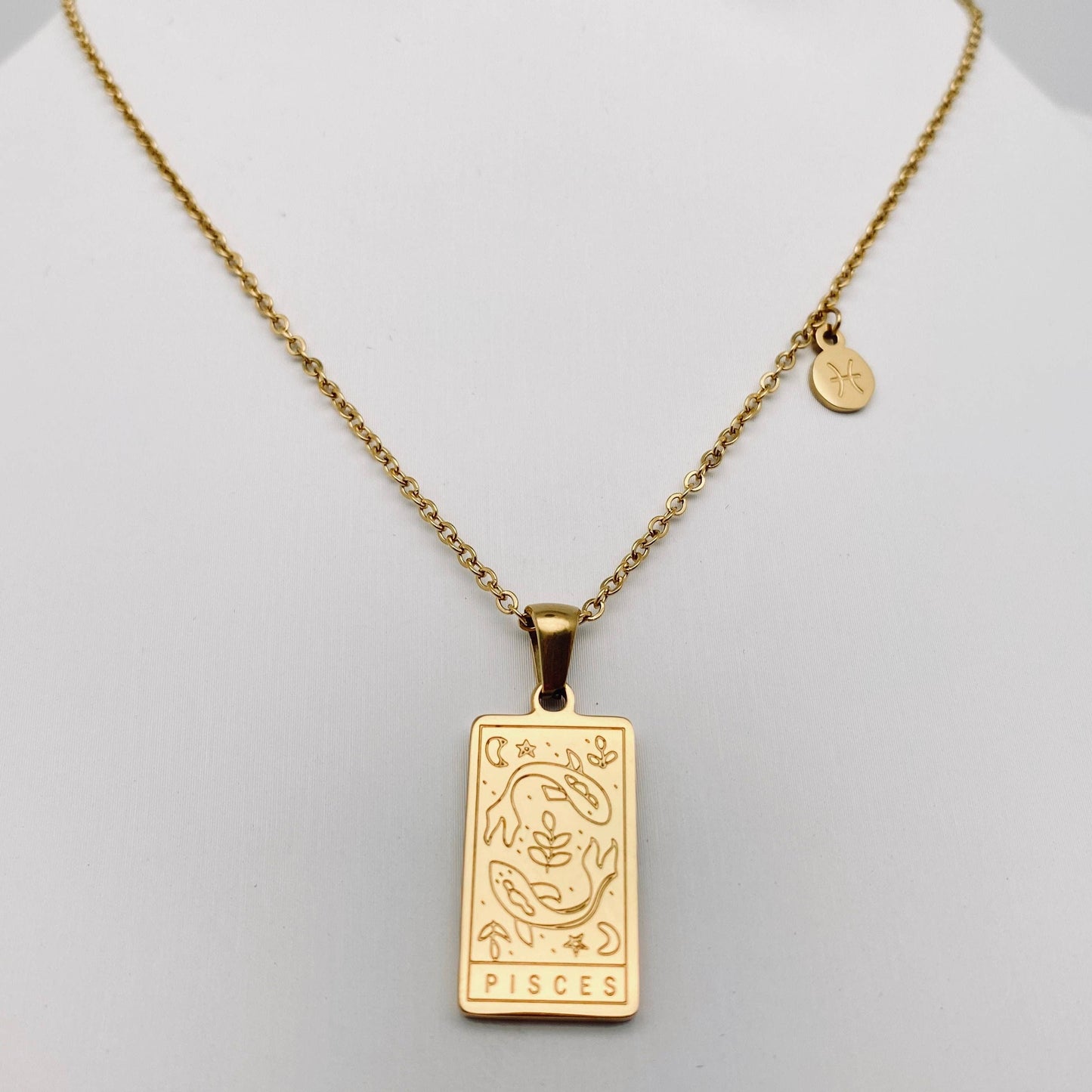 Golden Stainless Steel 12 Constellation Charm Necklace - FGS