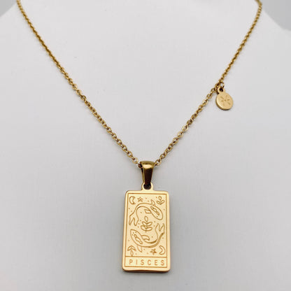 Golden Stainless Steel 12 Constellation Charm Necklace - FGS