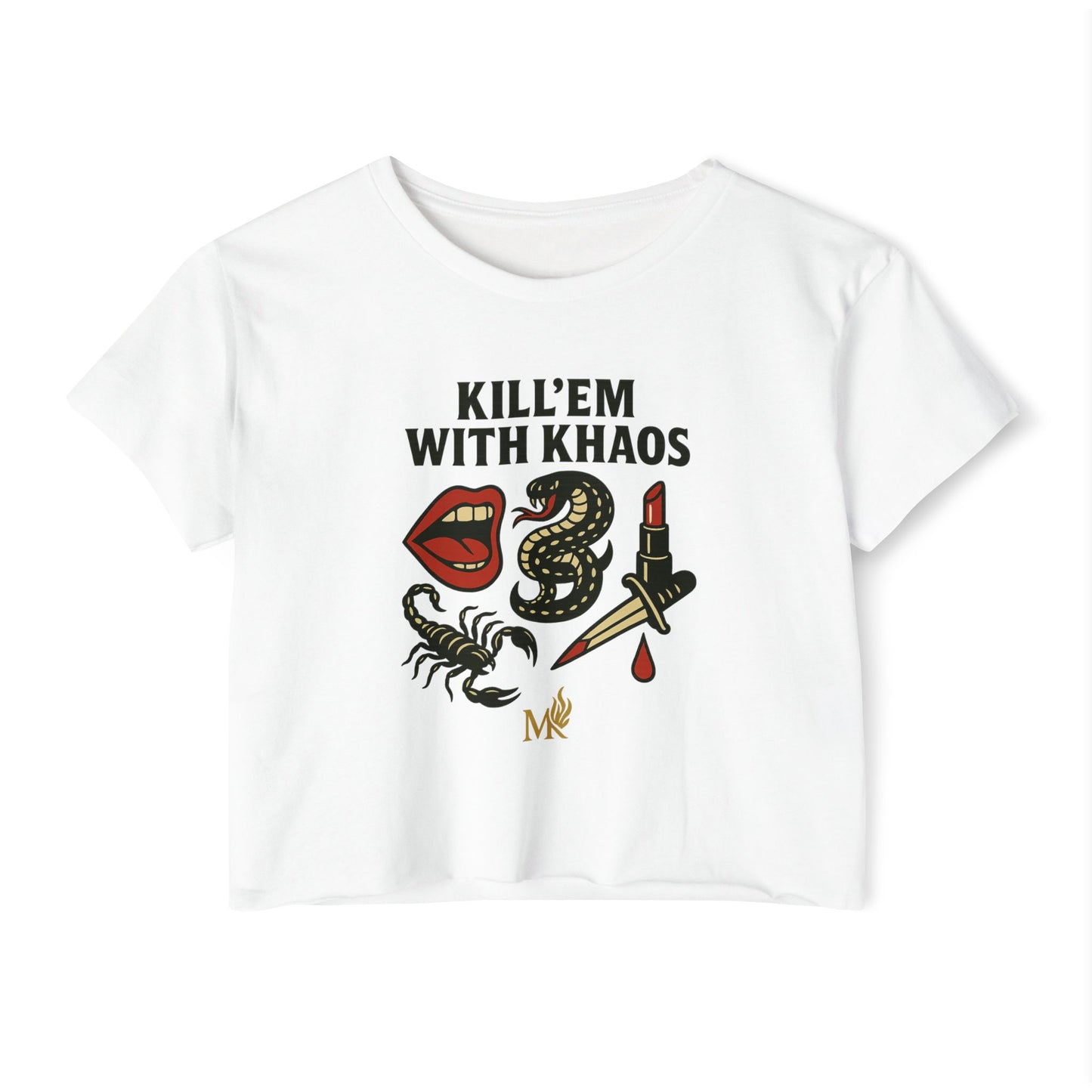 Kill Em With Khaos Crop Top, Statement Tee