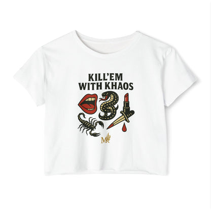 Kill Em With Khaos Crop Top, Statement Tee