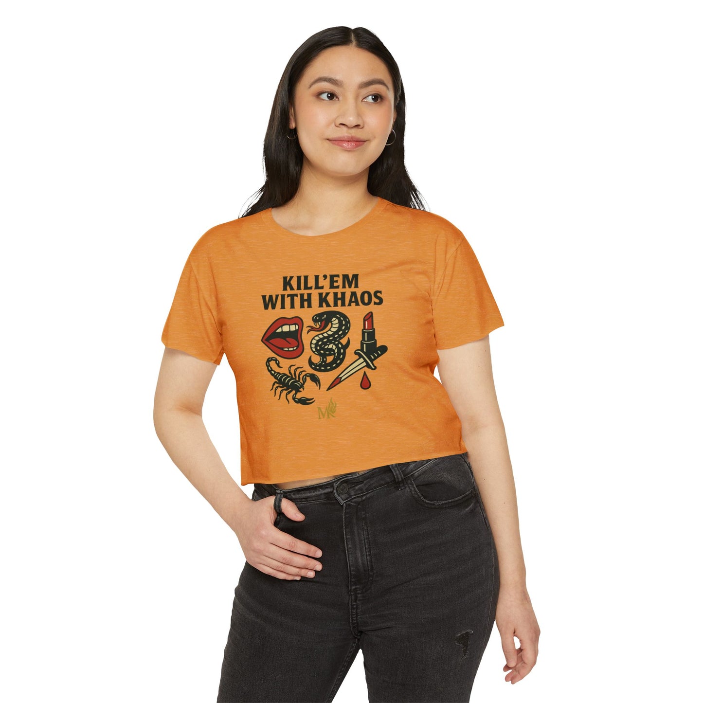 Kill Em With Khaos Crop Top, Statement Tee
