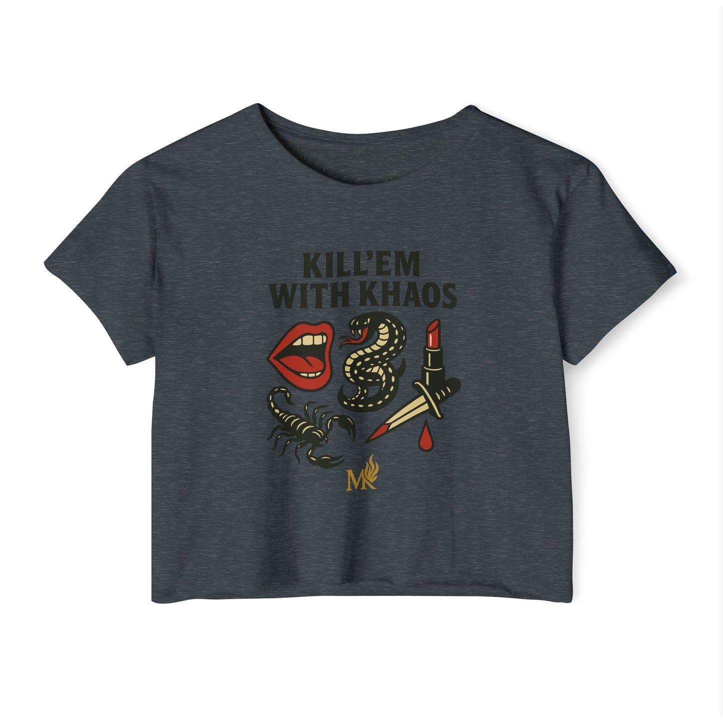 Kill Em With Khaos Crop Top, Statement Tee