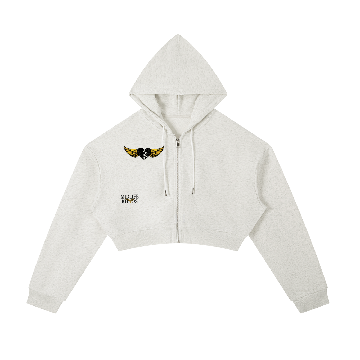 Essential Cropped Zip-Up Hoodie Raccoon