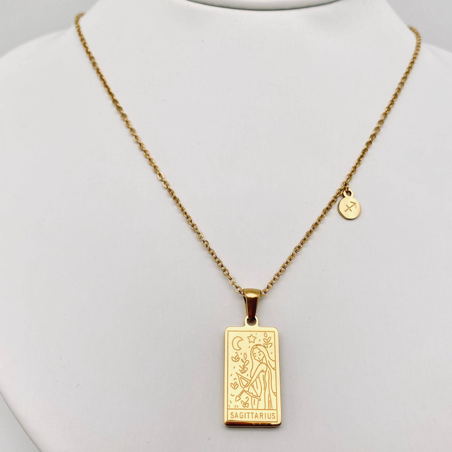 Golden Stainless Steel 12 Constellation Charm Necklace - FGS