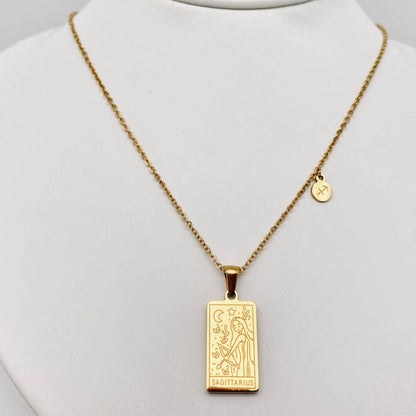 Golden Stainless Steel 12 Constellation Charm Necklace - FGS