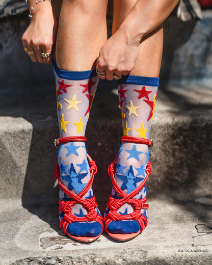 Supergirl Star Shimmer Sheer Crew Sock