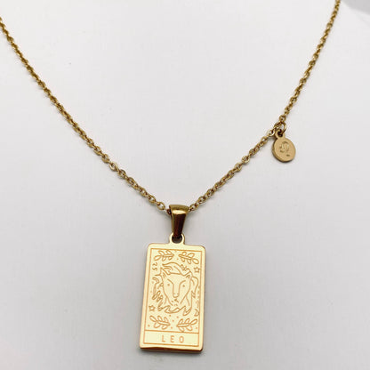 Golden Stainless Steel 12 Constellation Charm Necklace - FGS